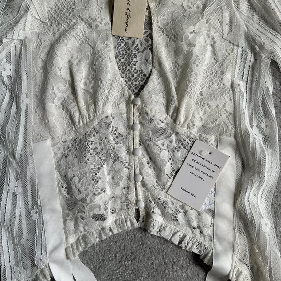 NWT For Love & Lemons Lace Long Sleeve Blouse with Garter Belt Suspenders - Picture 4 of 8